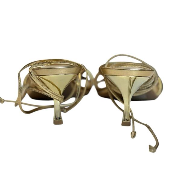NWOT Nine West Gold Ankle Tie Strappy Heels - 9.5 - Picture 5 of 7